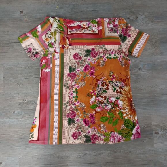 Johnny Was Romantic Floral Graphic Boho Tee - Picture 2 of 4